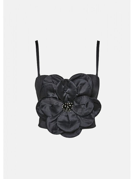 Women's Crop Top Floral Black