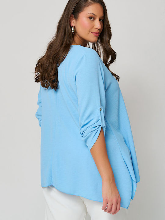 Damen Bluse Langärmelig Blue
