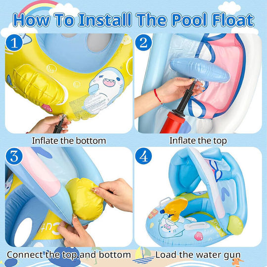 Swimtrainer Swimtrainer With Length 70cm And Blue Inflatable Sunshade