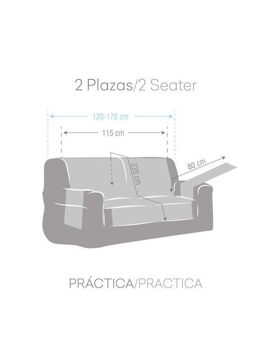 Eysa Turin Elastische Abdeckung für Zweisitziges Sofa C16 Anthracite 1Stück F2233016