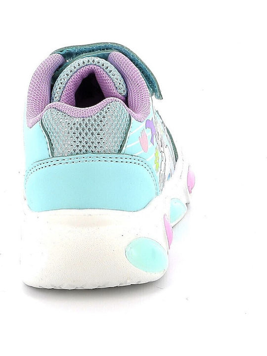 Frozen Παιδικά Sneakers με Σκρατς & Φωτάκια Τιρκουάζ