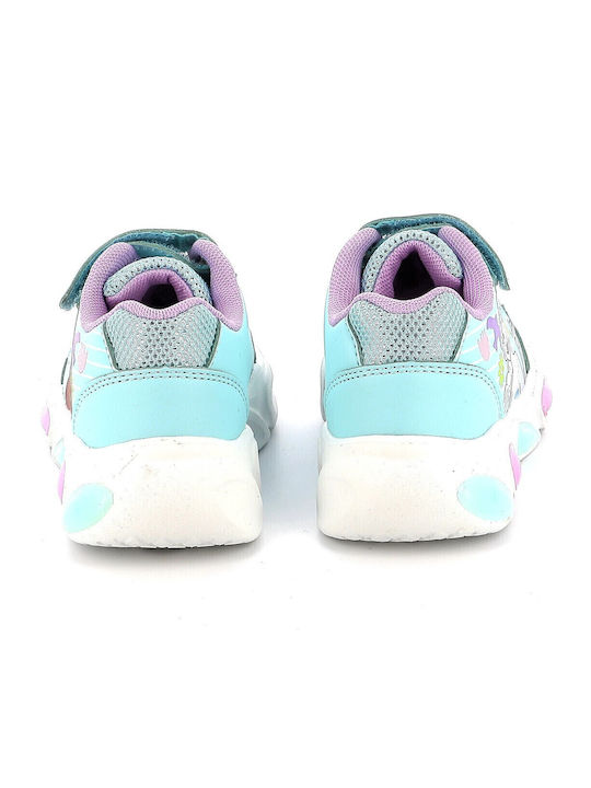 Frozen Παιδικά Sneakers με Σκρατς & Φωτάκια Τιρκουάζ