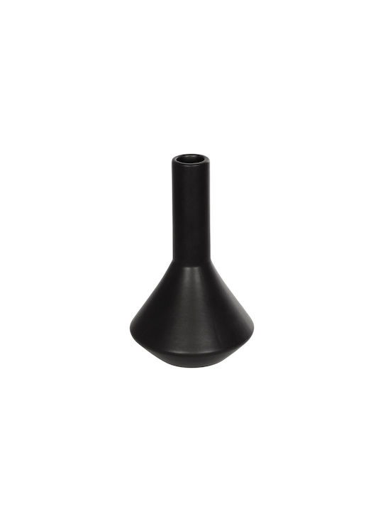 GloboStar Διακοσμητικό Βάζο Κεραμικό Cannoli Μαύρο Φ13xΥ20cm