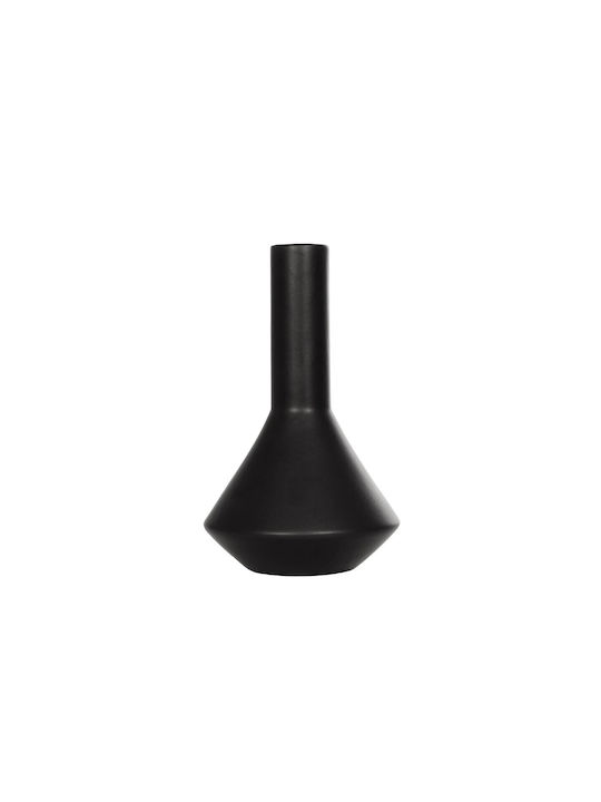 GloboStar Διακοσμητικό Βάζο Κεραμικό Cannoli Μαύρο Φ13xΥ20cm