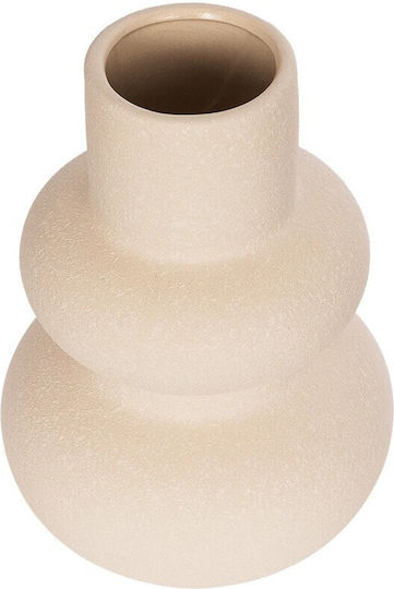 GloboStar Διακοσμητικό Βάζο Κεραμικό Artificial Garden Quartz Μπεζ Φ15xΥ20cm