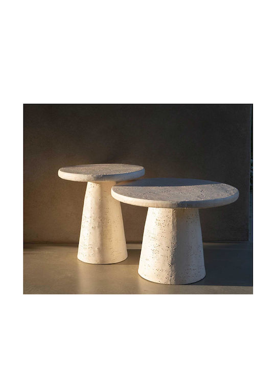 Auxiliary Outdoor Table with Ceramic Surface and Concrete Frame Beige 60x60xcm