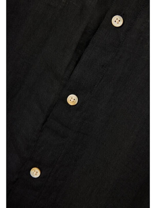 Short-sleeved Linen Shirt Black
