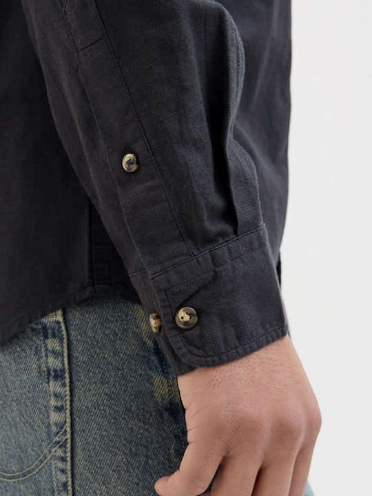 Long-sleeved Linen Shirt Black