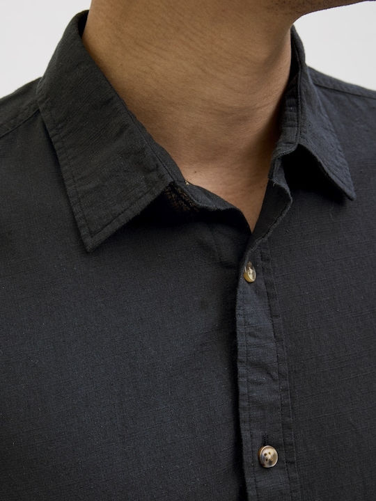 Long-sleeved Linen Shirt Black