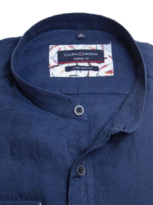 100% Langärmlig Leinen Hemd Dark Blue