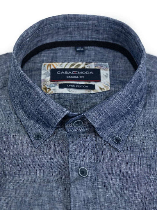 100% Long-sleeved Linen Shirt Blue