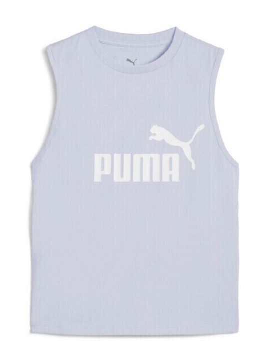 Logo Damen Sport Bluse Ärmellos Sky Blue