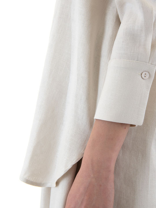 Shirt Women's Linen Long Sleeve Shirt Beige