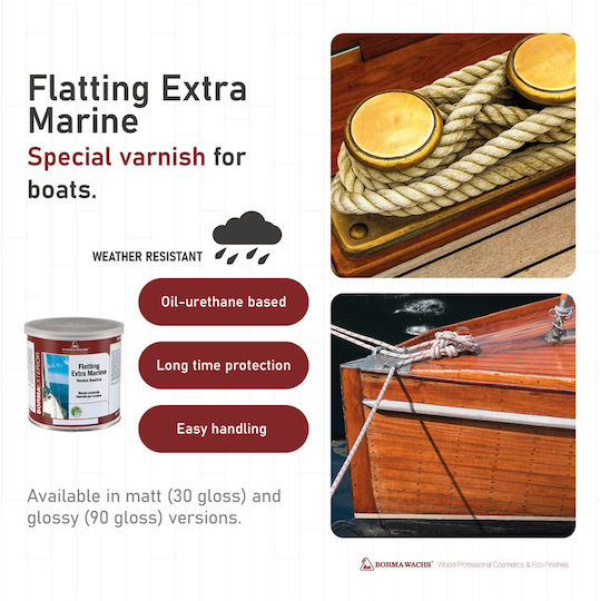 Borma Wachs Flatting Extra Marine Συντηρητικό Ξύλου Διαλύτου Άχρωμο Ματ 375ml