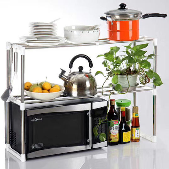 Bakaji Стойка за Микровълнова Фурна Inox 87x32x43.5см Розова