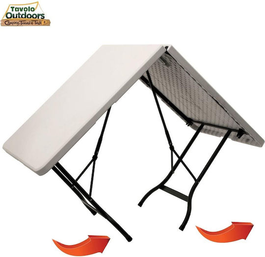 Bakaji Tabelle Metall für Camping Klappbar Campingmöbel 244x76x72cm Weiß