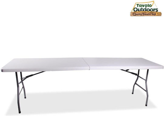 Bakaji Tabelle Metall für Camping Klappbar Campingmöbel 244x76x72cm Weiß