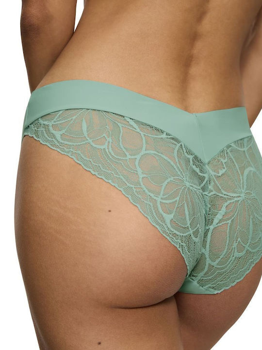 Body Make-up Damen Slip mit Spitze Grün