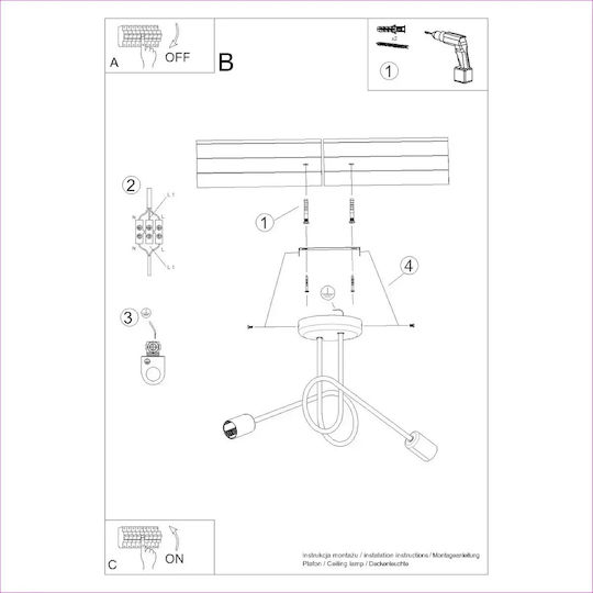 Sollux Deckenleuchte 57cm Weiß