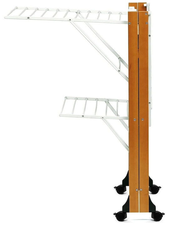 Wooden Folding Floor Clothes Drying Rack with Hanging Length 30m