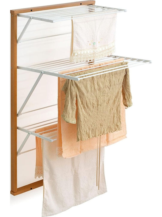 Folding Wooden Wall Clothes Drying Rack with 15m Hanging Length