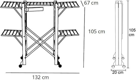GreenTech Klappbarer Boden-Kleiderständer aus Aluminium mit Rädern mit Aufhängelänge 25m
