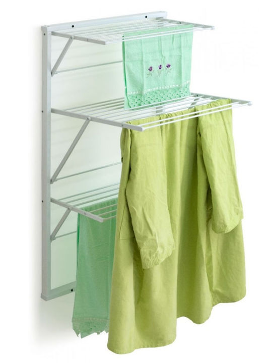 GreenTech Folding Wall Clothes Drying Rack for Balcony Made of Aluminum with 15m Hanging Length