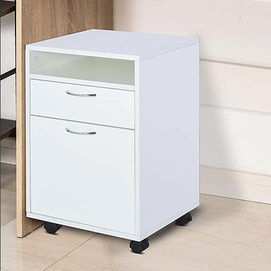Office Storage MDF Drawer with Wheels & Drawers White L40xW35xH60cm