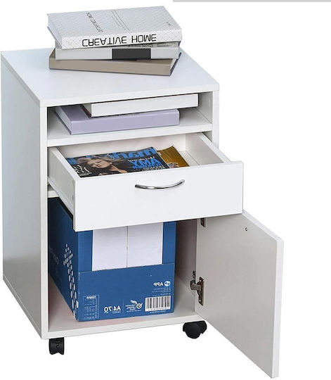 Office Storage MDF Drawer with Wheels & Drawers White L40xW35xH60cm