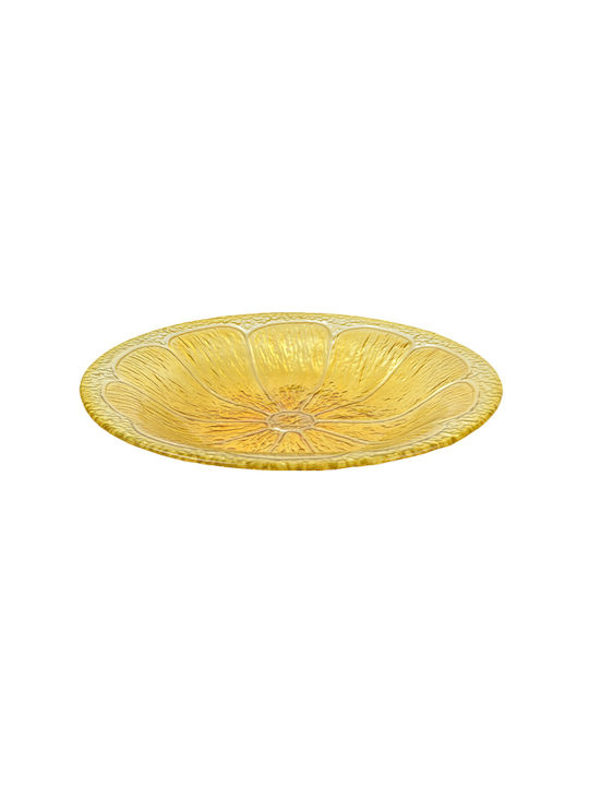 Kaemingk Bol Decorativ Sticlă Galben 41x5.5x41cm 1buc