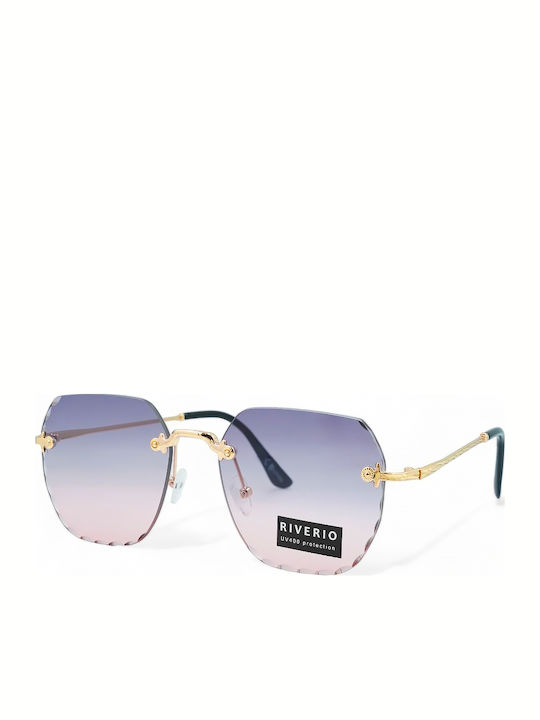 Riverio Unisex Γυαλιά Ηλίου με Χρυσό Μεταλλικό Σκελετό και Μπλε Ντεγκραντέ Φακό RV42414