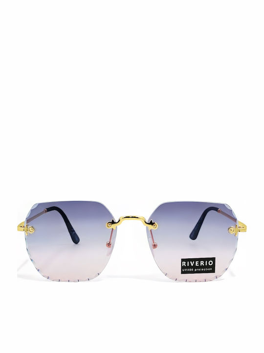 Riverio Unisex Γυαλιά Ηλίου με Χρυσό Μεταλλικό Σκελετό και Μπλε Ντεγκραντέ Φακό RV42414