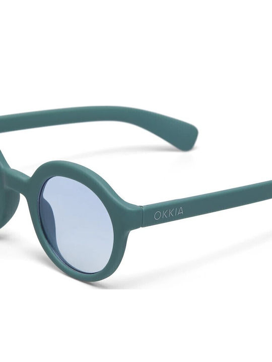Okkia Lauro Unisex Sunglasses with Brown Tartaruga Plastic Frame and Turquoise Lens