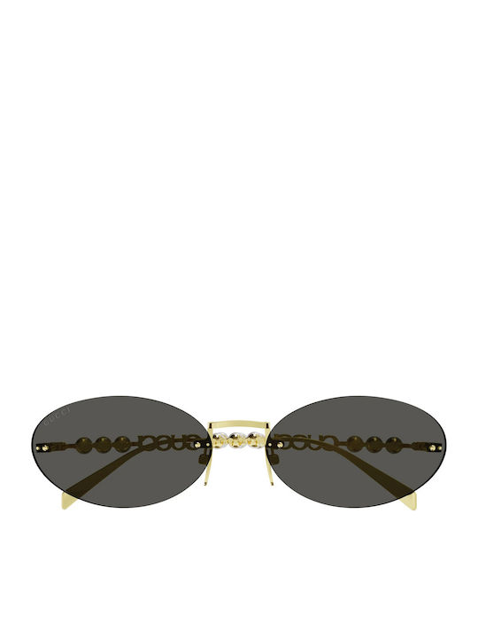 Gucci Women's Sunglasses with Gold Metal Frame and Black