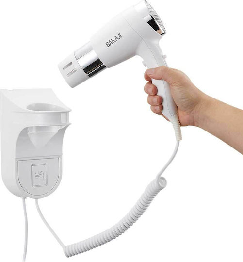 Bakaji Silver Hotel Hair Dryer 1.6kW with Spiral Cable up to 14.5cm
