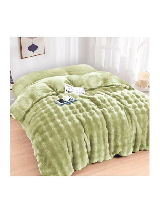Pucioasa Κουβέρτα Γούνινη Διπλή 200x230εκ. Light Green