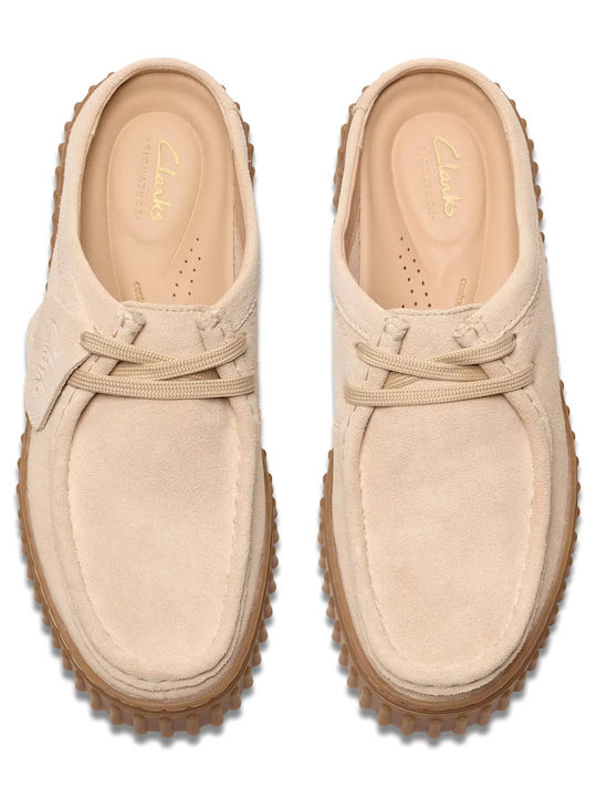 Torhill Suede Mules with High Heel in Beige Color