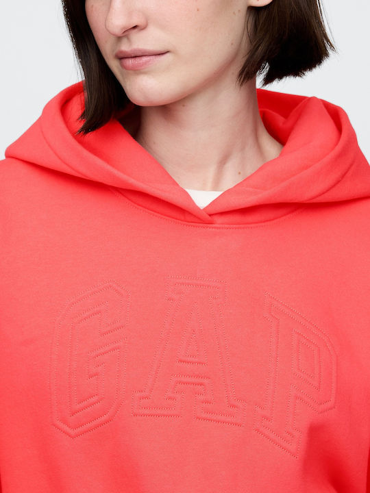Cropped Women's Sweatshirt Hooded Fresh Coral