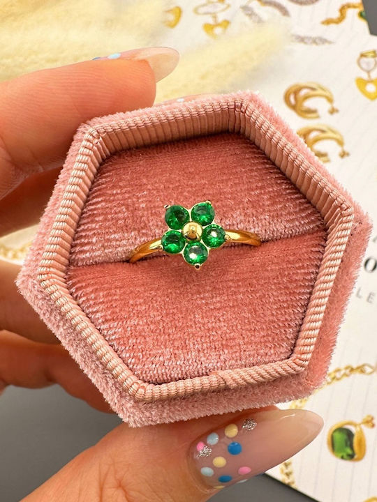 Celestria Damen Ring mit Zirkonia aus Stahl Vergoldet