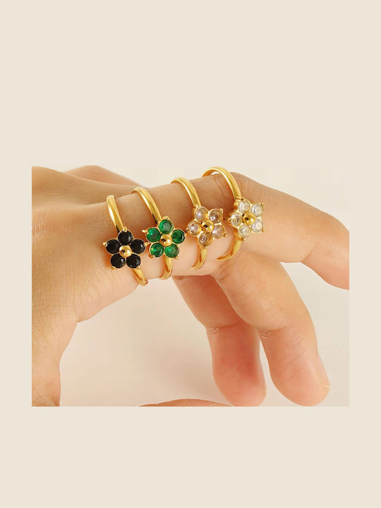 Celestria Damen Ring mit Zirkonia aus Stahl Vergoldet
