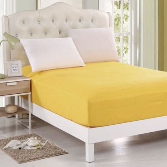 Pucioasa Dublu 140x200+25cm cu Elastic Galben