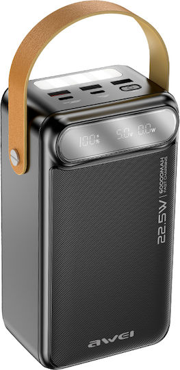 Awei PK101K Power Bank 60000mAh 22.5W με 3 Θύρες USB-A και 2 Θύρες USB-C Power Delivery Μαύρο