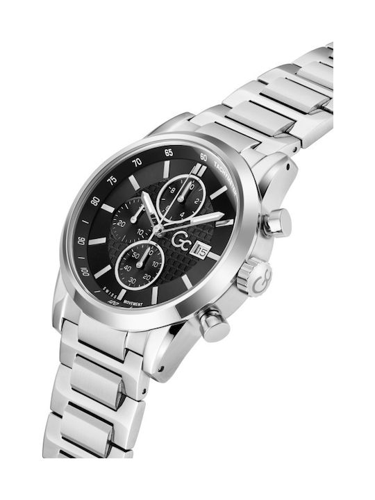 GC Watches Men's Watch 42mm Chronograph Battery with Silver Metal Bracelet