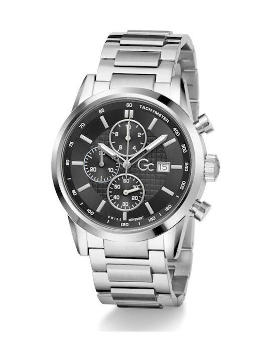 GC Watches Men's Watch 42mm Chronograph Battery with Silver Metal Bracelet