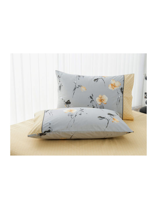 Liolios Home Cassandra Σετ Σεντόνια Υπέρδιπλα 245x270εκ. Γκρι (4τμχ)