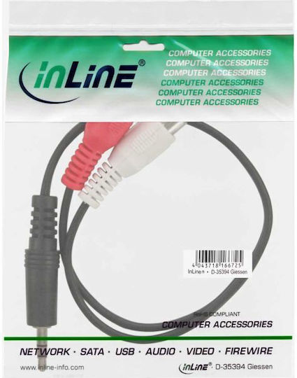 InLine Καλώδιο Ήχου 3.5mm male - 2x RCA female Μαύρο 1m 89941B