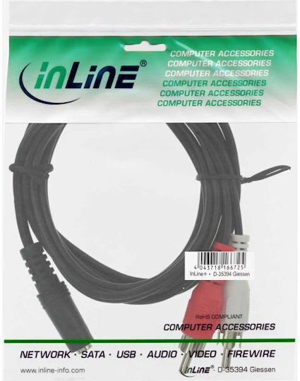 InLine Καλώδιο Ήχου 3.5mm male - 3.5mm female Μαύρο 1.5m 89940