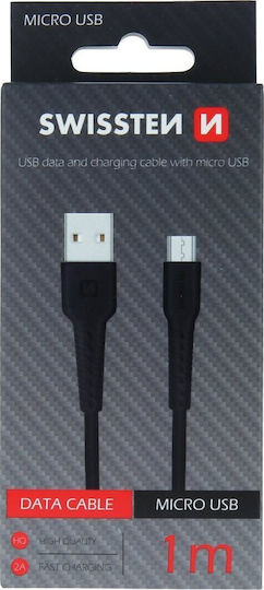 Swissten Regular USB 2.0 spre micro USB Cablu Negru 1m (71505520) 1buc
