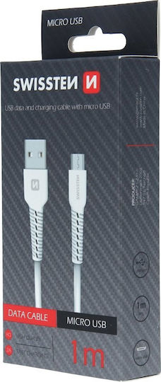 Swissten Regular USB 2.0 to micro USB Cable Λευκό 1m (71505521) 1τμχ
