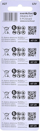 everActive High Performance Alkaline Batterien A27 12V 5Stück